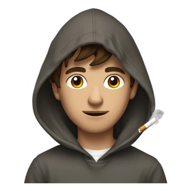 brown haired boy in hoodie with cigarette  sticker