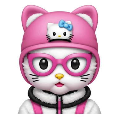 Hello kitty in a pink ski mask sticker