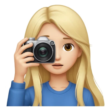 blonde girl photographer cartoon taking picture in middle of taking picture camera in front of face long hair sticker