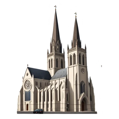 Cinematic Realistic St. Mary's Basilica Landmark Emoji, showcasing the iconic gothic church rendered with lifelike textures and soft, reverent lighting. sticker