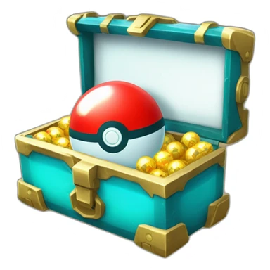 Pokemon Game LootCase Color Cyan Rich Treasure Legendary Epic Pokeballs Pokemons and Pokemon Items Inside this have Shiny Glow sticker