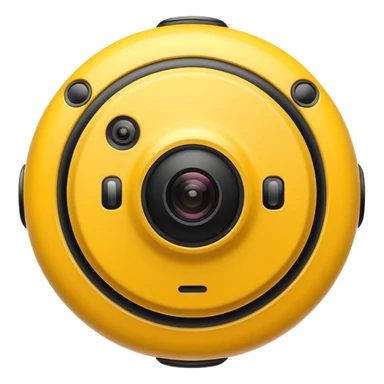 Insta360 camera emoji, top-down view, yellow and black, rounded shape sticker