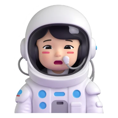 little astronaut in white suit and helmet, crying with lots of tears sticker