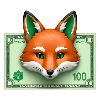 make 100 dollar bill with a fox head silhouette  sticker