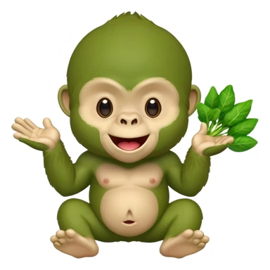 A green gorilla that loves vegetables and is part of a kindergarten named banban's kindergarten sticker