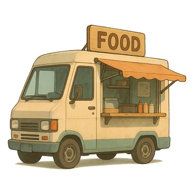 ghibli style simple food truck sticker