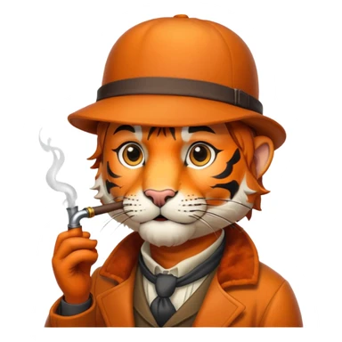 Tiger Sherlock Holmes with pipe and deerstalker hat sticker