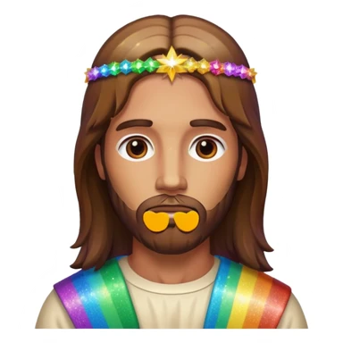 Sparkle rainbow jesus sticker