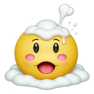 yellow smiley face with eyes up and mouth open, Vomiting white foam sticker