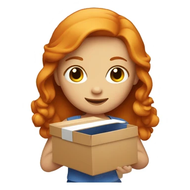 Ginger girl holding a box sticker