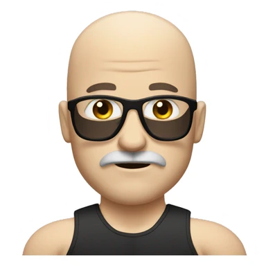 white bodybuilder with baldness and black mustache sticker