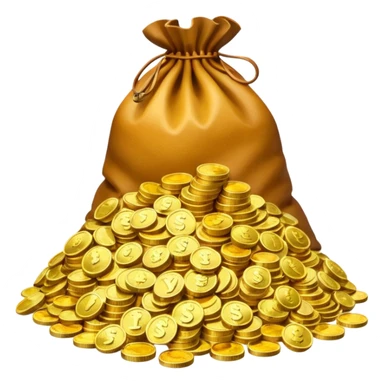 mountain of money with bags of money sticker