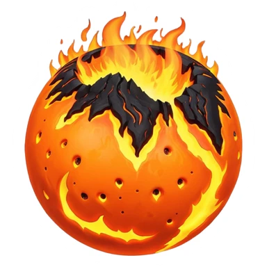 sphere globe planet, surface covered with lava fire sticker