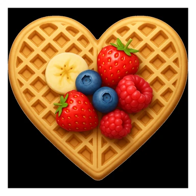 Beige heart waffle, Emoji, add fruit topping sticker
