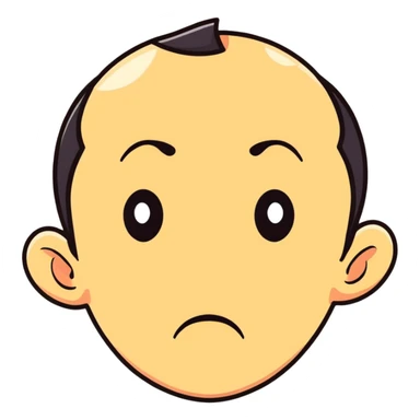 Man with an exaggerated huge forehead, funny character, male face sticker