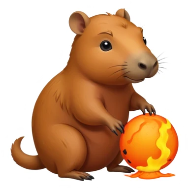 Capybara getting his head lava toy sticker