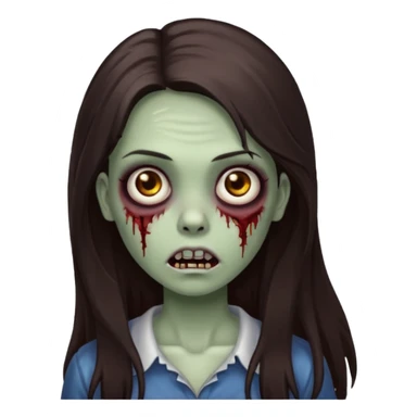 Zombie girl with a long dark brown hair sticker