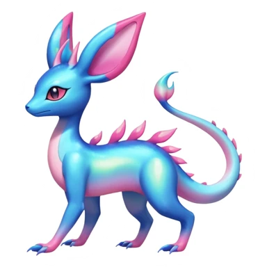 Colorful Shiny Exotic Amaura-Salandit-Aurorus-Sylveon-Fakémon-hybrid-creature (full body)  sticker