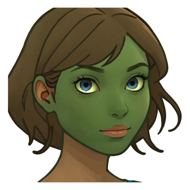 a girl with brown hair and blue eyes and tan skin sticker