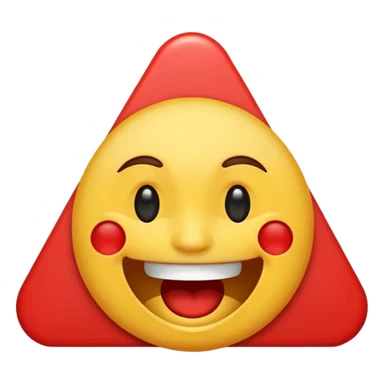 playful emoji where a red triangle is superimposed diagonally across a laughing emoji, splitting the face in half with the triangle sticker