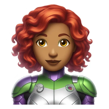 dc comics starfire red hair, green eyes, purple and silver spacesuit with no helmet sticker