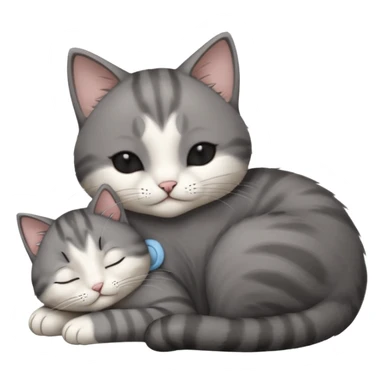 dark grey and white small cat with its eyes closed lying down leaning on its elbow with its paw curled under its head holding it up sticker