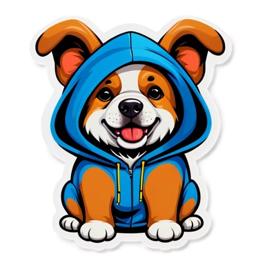 Dog with hoodie sticker