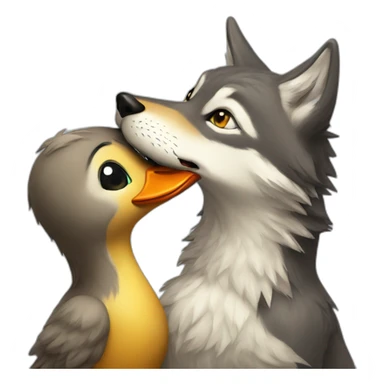 Duck kiss a wolf sticker