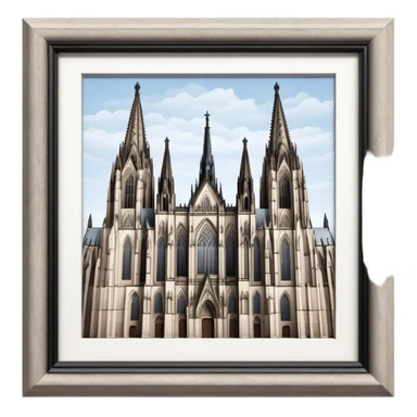 Cinematic Realistic Cologne Cathedral Landmark Emoji, showcasing Gothic architecture rendered with detailed stone textures and majestic, dynamic lighting. sticker