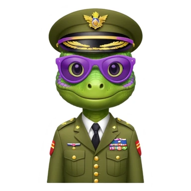 Lizard in militaryuniform with purple sunglasses. sticker