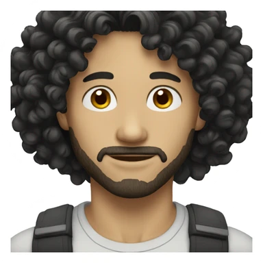 white skin man with long black curly hair  sticker