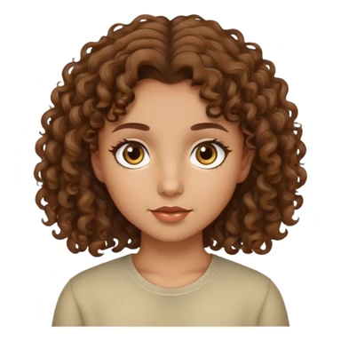 Girl with light olive skin with brown curly hair and light brown eyes  sticker
