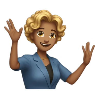 Person waving good bey sticker