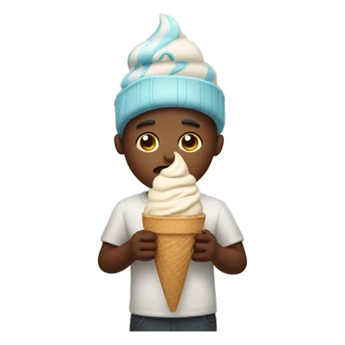 Human sad with ice cream sticker