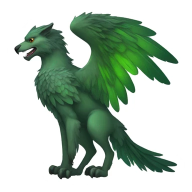Full-body green gryphon with wolf-body with a beak for its mouth and wings sticker