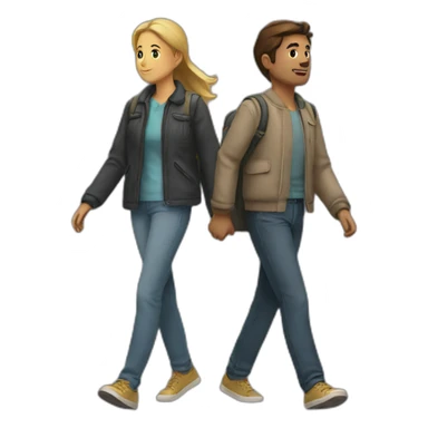 two people walking together sticker