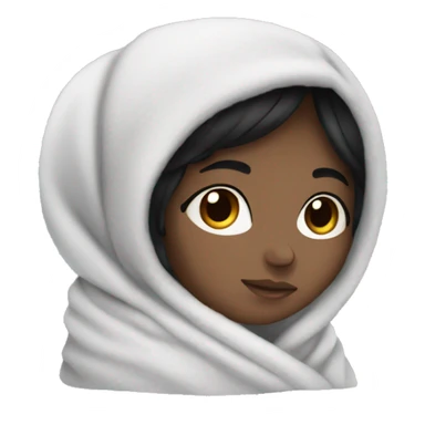 White girl black hair cozy in blanket  sticker