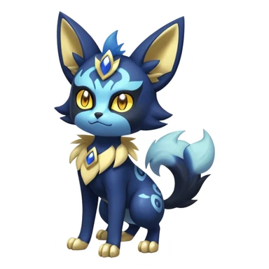 Shiny mExotic Badass Colorful Ethereal Royal Mysterious Gothic Meowstic-Zorua-Litten-Noibat-Pokémon-Fakémon-hybrid-creature (full body) with pattern-markings with golden eyes sticker