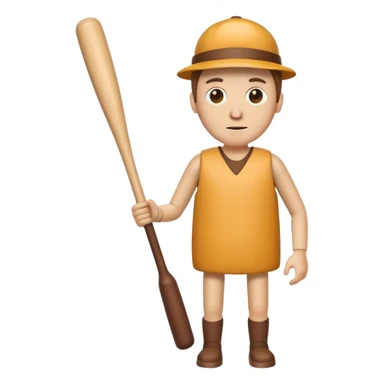 Make a wood tube with a face and wooden legs and arms and a bat sticker