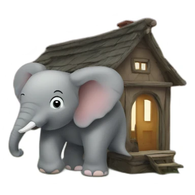 Elephant in a small house sticker