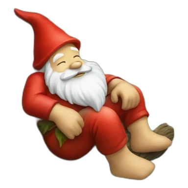 red gnome sleeping on a tree sticker