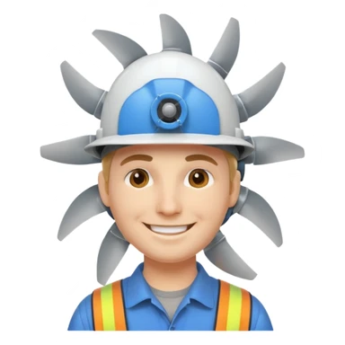 Engineer with spinning turbine hat sticker
