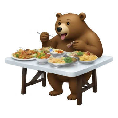 Bear eating at a buffet sticker