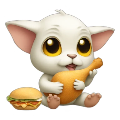 Grogu eating chicken and listening to music sticker