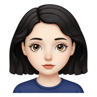 aesthetic girl , pale skin, doe eyes, button nose, soft arched brows,round face,full lips,short wavy black hair. please kindly genarate this avatar sticker