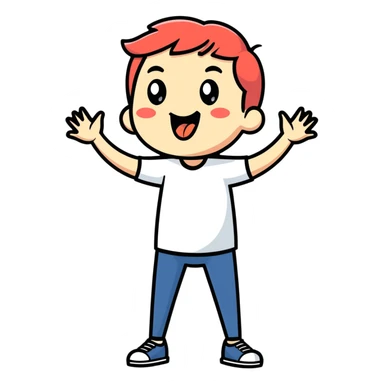 Tounge out with hands to the side  sticker