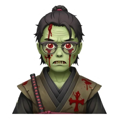 zombie samurai with glasses sticker