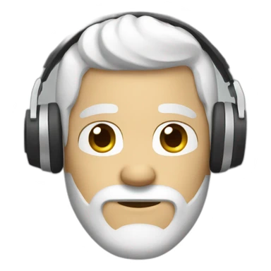 white curled hair brun guy with white headphone and short beard sticker