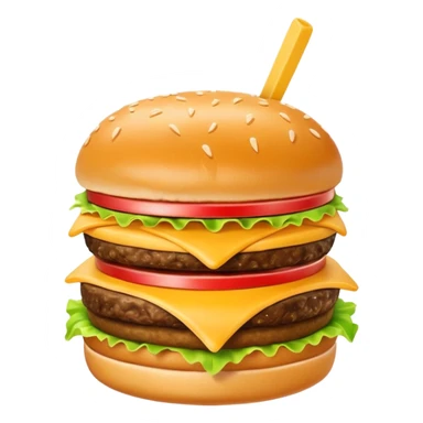 Crea una escena que contenga una hamburguesa, un frappé y papas fritas sticker