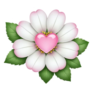 clear white leaf flower with mini pink heart center sticker